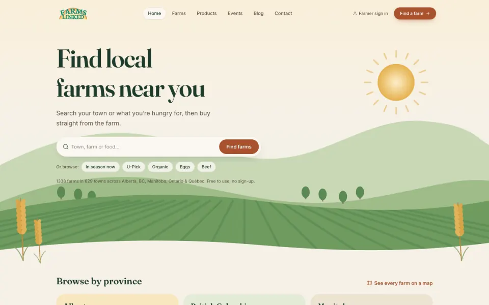 FarmsLinked homepage